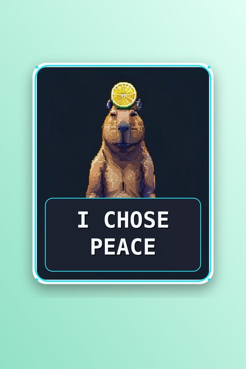 Pin graphic: pixel-art capybara with a lemon on its head and the caption I Chose Peace, on a mint gradient